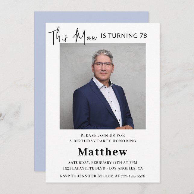 Elegant 78th birthday invitations Men Photo (Front/Back)