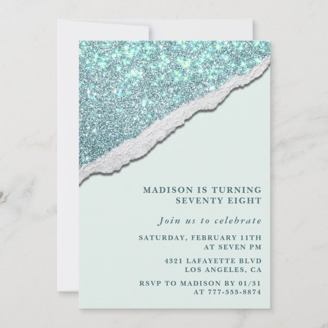 Elegant 78th birthday invitations Sparkle Glitter (Front)