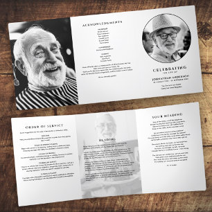Elegant 7-Photo Funeral/Memorial Tri-Fold Programme