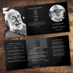 Elegant 7-Photo Funeral/Memorial Tri-Fold Programme