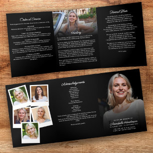 Elegant 7-Photo Funeral/Memorial Tri-Fold Programme