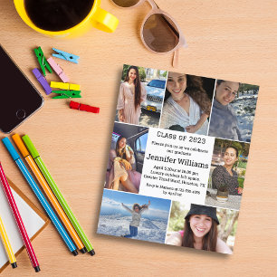 elegant 7 photos collage graduation invitation 