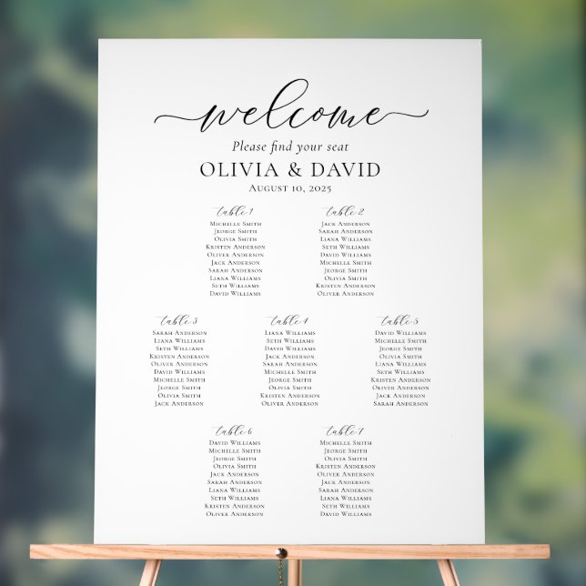 Elegant 7 Tables Welcome Acrylic Seating Chart (Neutral)