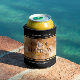 Elegant 7th 22nd 49th Copper Wedding Anniversary Can Cooler