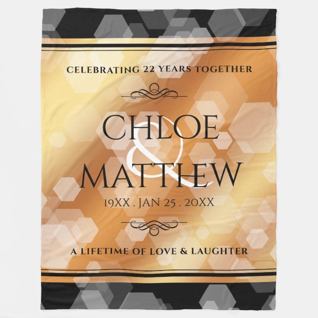 Elegant 7th 22nd 49th Copper Wedding Anniversary Fleece Blanket (Front)