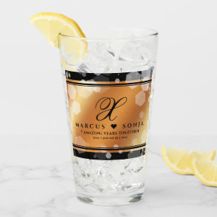 Elegant 7th 22nd 49th Copper Wedding Anniversary Glass