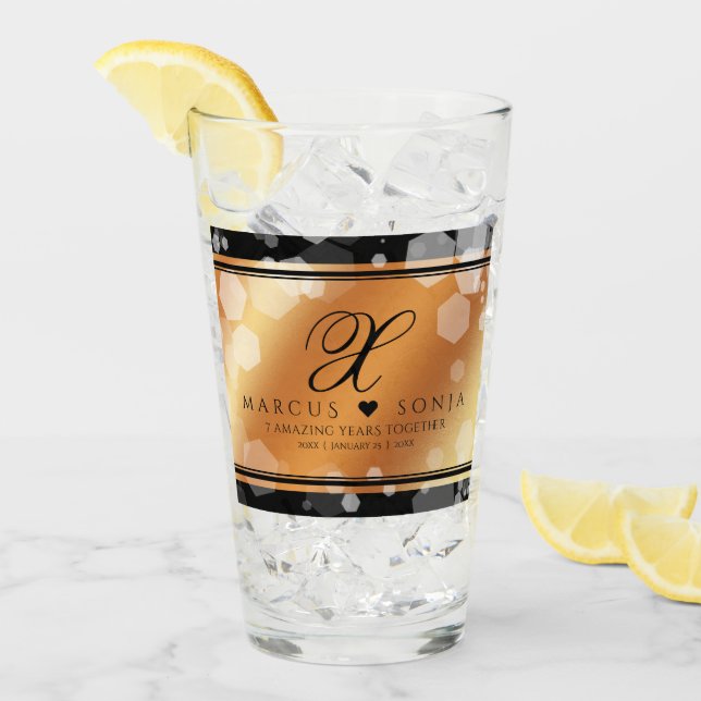 Elegant 7th 22nd 49th Copper Wedding Anniversary Glass (Front Ice)