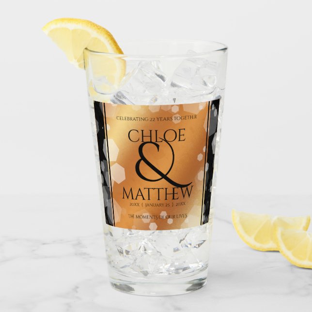 Elegant 7th 22nd 49th Copper Wedding Anniversary Glass (Front Ice)