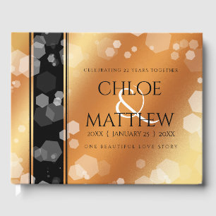 Elegant 7th 22nd 49th Copper Wedding Anniversary Guest Book