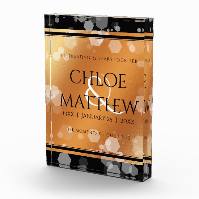 Elegant 7th 22nd 49th Copper Wedding Anniversary Photo Block (Right)