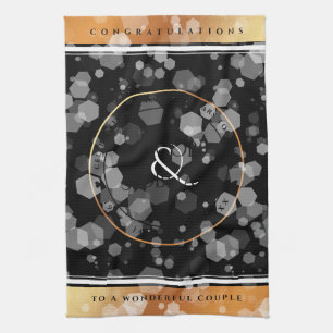 Elegant 7th 22nd 49th Copper Wedding Anniversary Tea Towel