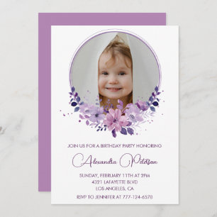 Elegant 7th birthday invitation Photo Floral Boho