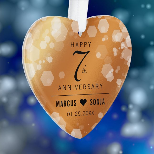 Elegant 7th Copper Wedding Anniversary Acrylic Ornament (Elegant 7th Copper Wedding Anniversary Acrylic Ornament Cover Photo.)