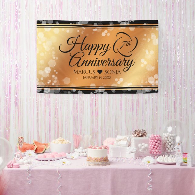 Elegant 7th Copper Wedding Anniversary Banner (Party)