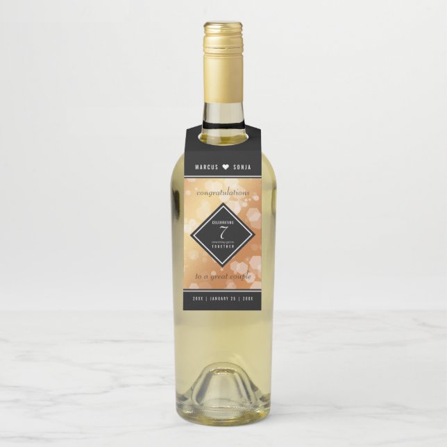 Elegant 7th Copper Wedding Anniversary Bottle Tag (On Bottle)
