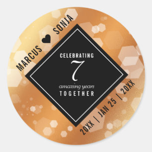 Elegant 7th Copper Wedding Anniversary Celebration Classic Round Sticker