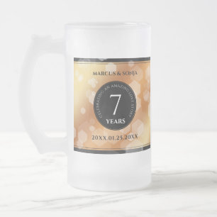 Elegant 7th Copper Wedding Anniversary Celebration Frosted Glass Beer Mug