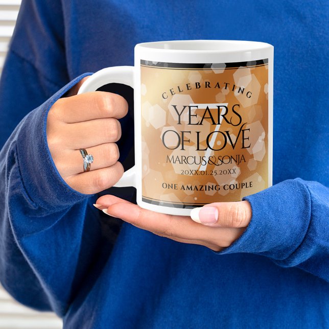 Elegant 7th Copper Wedding Anniversary Celebration Large Coffee Mug (7th Wedding Anniversary Jumbo Coffee Mug Cover Photo.)