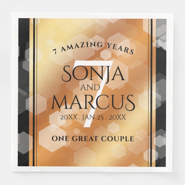Elegant 7th Copper Wedding Anniversary Celebration Napkin (Front)