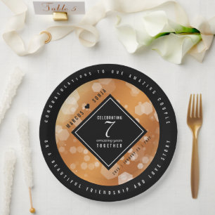 Elegant 7th Copper Wedding Anniversary Celebration Paper Plate
