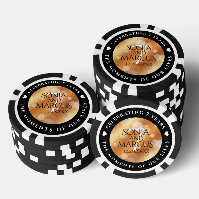 Elegant 7th Copper Wedding Anniversary Celebration Poker Chips (Stack)