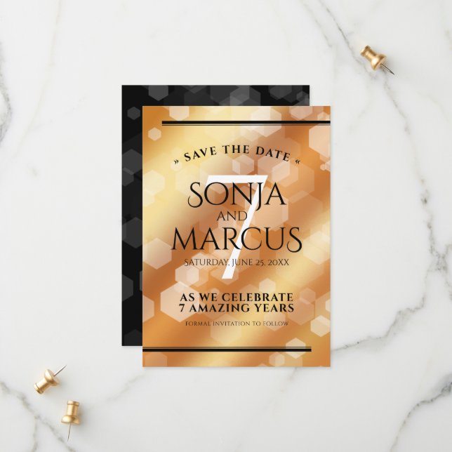 Elegant 7th Copper Wedding Anniversary Celebration Save The Date (Front/Back In Situ)