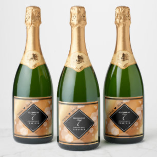 Elegant 7th Copper Wedding Anniversary Celebration Sparkling Wine Label