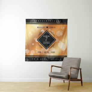 Elegant 7th Copper Wedding Anniversary Celebration Tapestry