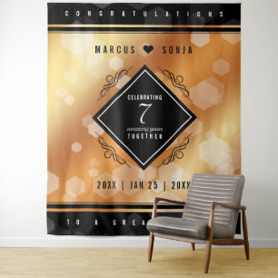 Elegant 7th Copper Wedding Anniversary Celebration Tapestry