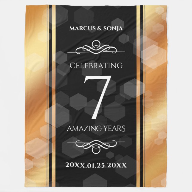 Elegant 7th Copper Wedding Anniversary  Fleece Blanket (Front)
