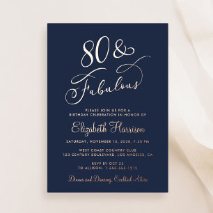 Elegant 80 And Fabulous Blues 80th Birthday Party