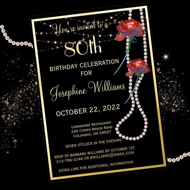 Elegant 80 Eighty Birthday Black REAL Gold   (Creator Uploaded)