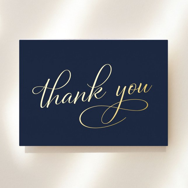 Elegant 80th Birthday Blue Foil Thank You Card (Creator Uploaded)