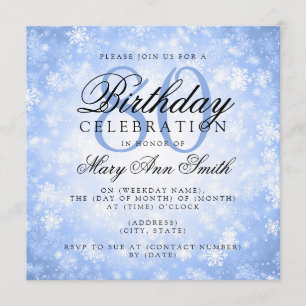 Elegant 80th Birthday Blue Winter Wonderland Invitation