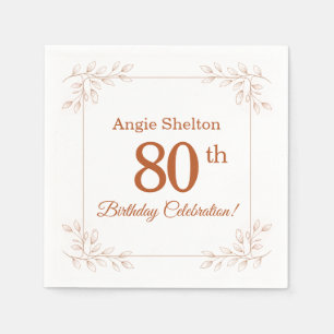 Elegant 80th Birthday Floral Botanical Napkin