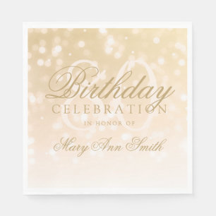 Elegant 80th Birthday Gold Bokeh Sparkle Lights Napkin