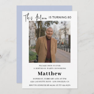 Elegant 80th birthday invitations Men Photo