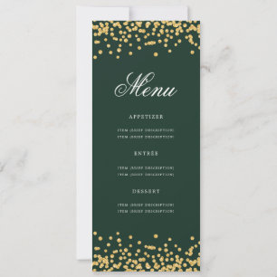 Elegant 80th Birthday Menu Gold Green Confetti Invitation