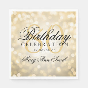 Elegant 80th Birthday Party Gold Glitter Lights Napkin