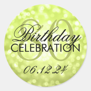Elegant 80th Birthday Party Green Glitter Lights Classic Round Sticker