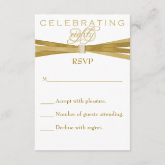 Elegant 80th Birthday Party Invitations RSVP Card