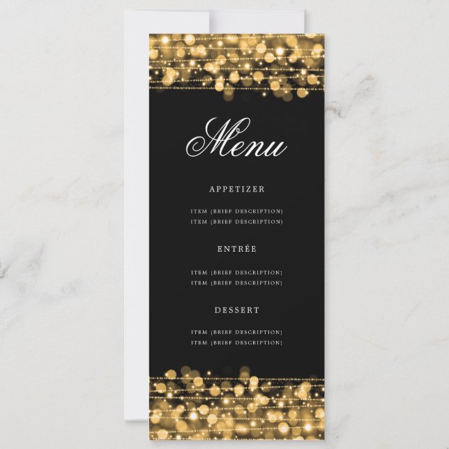 Elegant 80th Birthday Party Menu Gold  Invitation (Back)