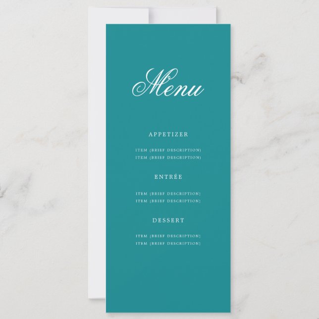 Elegant 80th Birthday Party Menu Gold Turquoise  Invitation (Back)