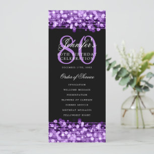Elegant 80th Birthday Party Program Purple Menu Invitation