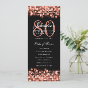 Elegant 80th Birthday Party Program Rose Gold Invitation