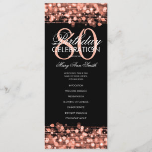 Elegant 80th Birthday Party Program Rose Gold Menu