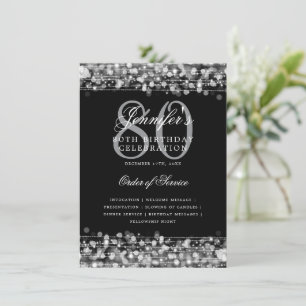 Elegant 80th Birthday Party Program Silver Menu Invitation