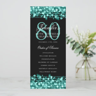 Elegant 80th Birthday Party Program Turquoise Menu Invitation