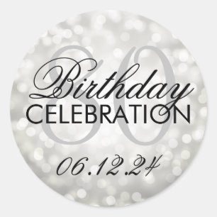 Elegant 80th Birthday Party Silver Glitter Lights Classic Round Sticker