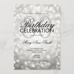 Elegant 80th Birthday Party Silver Glitter Lights Invitation